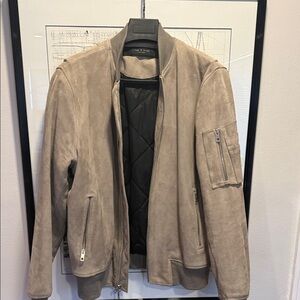 rag & bone Beige Suede Bomber Jacket